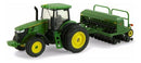 Miniatura Trator John Deere 7215r Com Semeadora Cor Verde - 1/32
